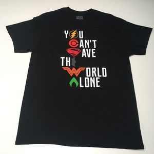 Justice League You Can’t Save the World Alone Tee